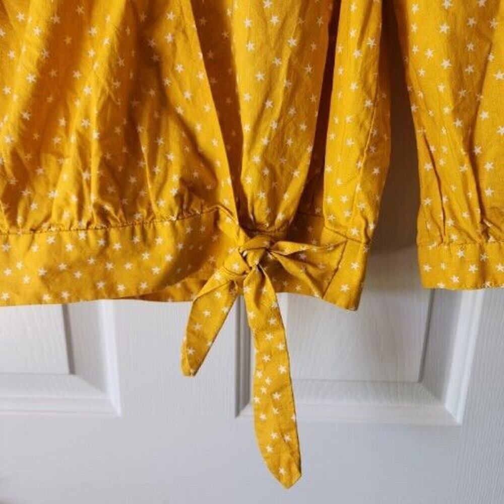 Madewell Womens S Mustard Wrap Top in Star Scatter Shirt Blouse 3/4 Sleeve - Picture 2 of 4